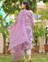 Designer Party Wear Readymade Salwar Suit Purple Cotton Pant Straight Close-up View